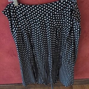 Talbots Black and White Patterned A-Line Skirt